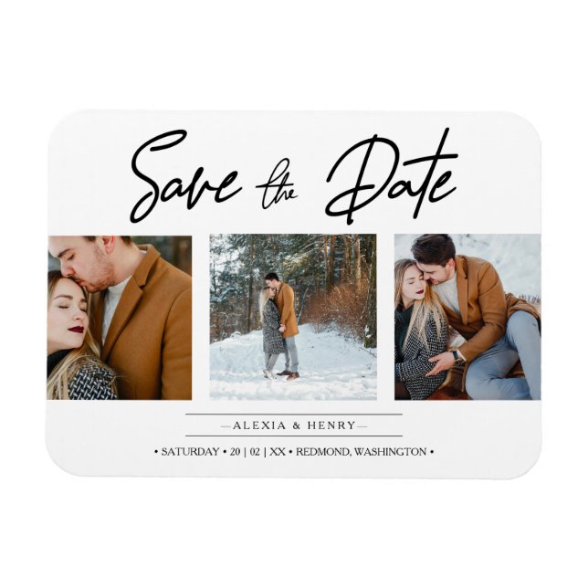 Ímã Casal de fotos personalizadas da Colagem minimalis (Horizontal)