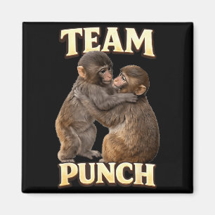 Imã Casal de Macaco Bebê Equipe Punch com um Novo Amig
