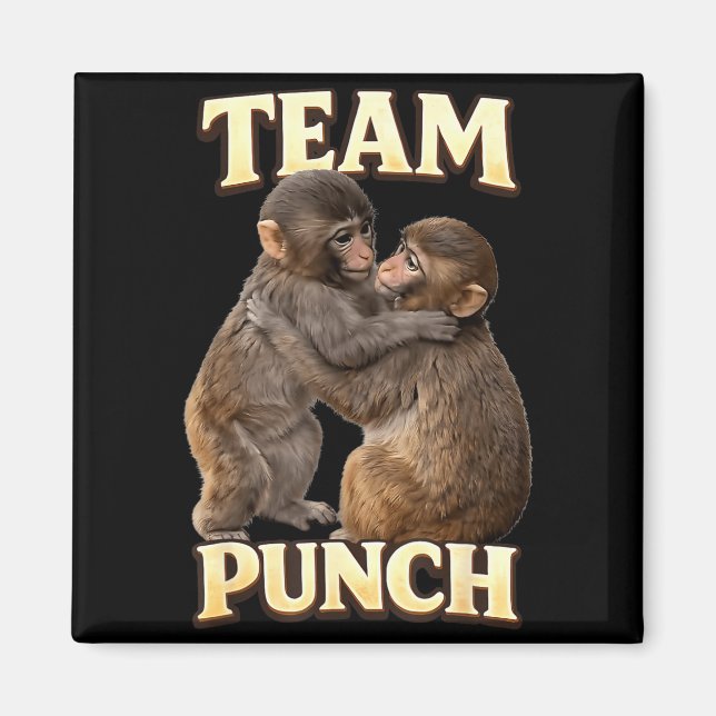 Imã Casal de Macaco Bebê Equipe Punch com um Novo Amig (Frente)