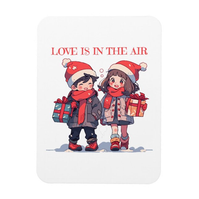 Ímã Casal de Natal - O amor está no ar (Vertical)