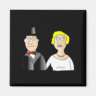 Imã Casal de noivos engraçado noivo e noiva cartoon