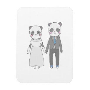 Ímã Casal de Noivos Panda Fofinho – Noiva & Noivo Kawa