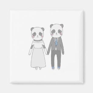 Imã Casal de Noivos Panda Fofo – Noiva & Noivo Kawaii