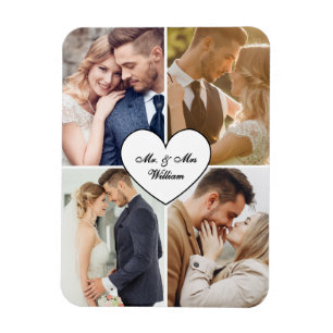 Ímã Casal de Nome Personalizado Foto Sr & Sra.