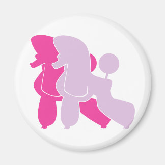 Imã Casal de Poodle Minimalista Rosa Quente