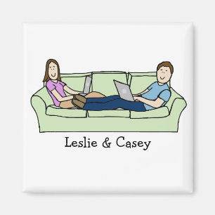 Imã Casal de Techie - desenhos animados personalizados