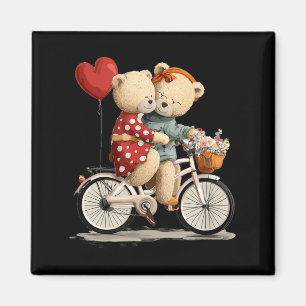Imã Casal de Ursinhos com Gráfico de Bicicleta de Flor