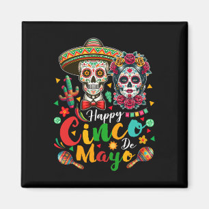 Imã Casal Feliz Cinco De Mayo Caveiras Florais Sombrer