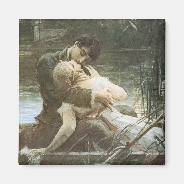 Imã Casal Jovem Casado Apaixonado (Beijando-se num Bar (Frente)