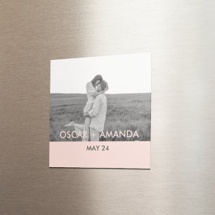 Imã Casal moderno, foto cor-de-rosa e Cinza, nome pers