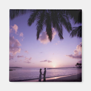 Imã Casal na praia, Windjammer Landing, St. Lúcia