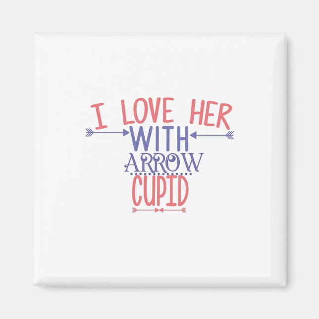 Imã Casal Presente Eu A Amo Com Cupido De Seta (Frente)