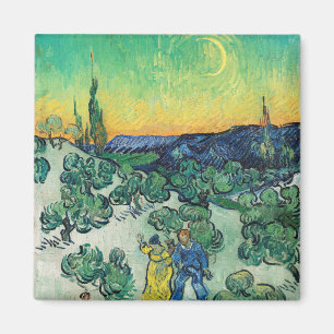 Imã Casal Romântico de Van Gogh Caminhando sob a Lua