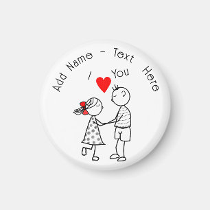 Imã Casal Weding Magnet e Nome Personalizado - Eu Amo