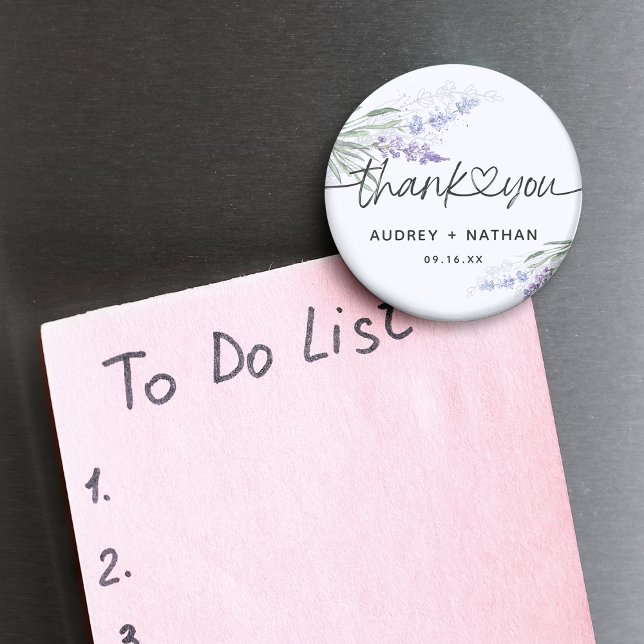 Imã Casamento Agradecido Elegante com Aguarela Lavanda (Elegant Lavender Watercolor Thank You Wedding Magnet)