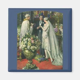 Imã Casamento Antigo, Noiva e Noivo com Menorá