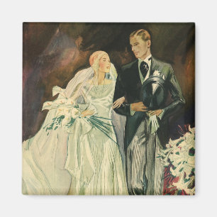 Imã Casamento Art Deco Vintage Noiva e Noivo Recém-cas