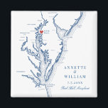 Imã Casamento Azul Elegante do Rock Hall Maryland<br><div class="desc">Celebre o seu Rock Hall, casamento na frente d'água de Maryland com este marinho elegante e azul de Chesapeake Bay, o mapa temático da imã de geladeira de casamento. Perfeito para cerimônias à beira-mar em Inn em Huntingfield Creek, Haven Harbor Marina e Osprey Point. Aprecie seus hóspedes com essa encantadora...</div>