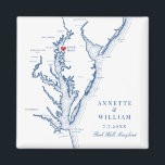 Imã Casamento Azul Elegante do Rock Hall Maryland<br><div class="desc">Celebre o seu Rock Hall, casamento na frente d'água de Maryland com este marinho elegante e azul de Chesapeake Bay, o mapa temático da imã de geladeira de casamento. Perfeito para cerimônias à beira-mar em Inn em Huntingfield Creek, Haven Harbor Marina e Osprey Point. Aprecie seus hóspedes com essa encantadora...</div>