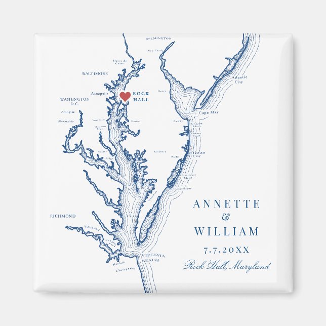 Imã Casamento Azul Elegante do Rock Hall Maryland (Frente)