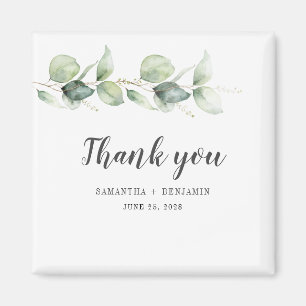 Imã Casamento Botânico Eucalyptus Watercolor Obrigado