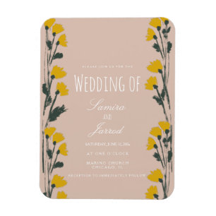 Ímã Casamento Botânico Floral Selvagem Desenhado à Mão
