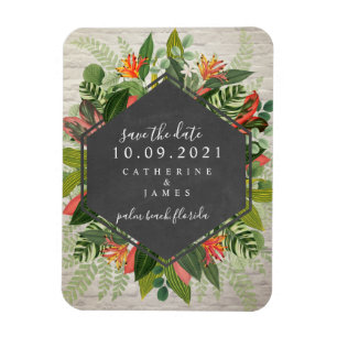 Ímã Casamento branco botânico tropical do tijolo