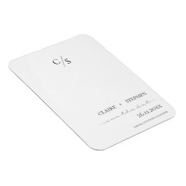 Ímã Casamento Branco Preto Monograma Elegante Salvar a