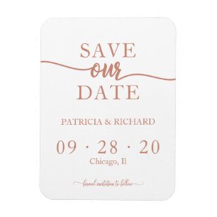 Ímã Casamento Caligrafia Rosa Dourado Save The Date