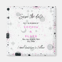 Casamento Celestial Preto e Rosa Salvar a Data