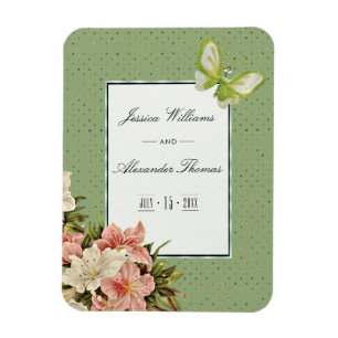 Ímã Casamento Chic Lilies & Gem Butterfly