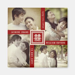 Imã Casamento Chinês Duplo Xi 4 Foto Salvar Data