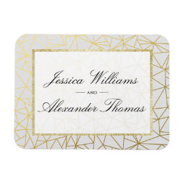Ímã Casamento Clássico Dourado e Branco