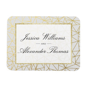 Ímã Casamento Clássico Dourado e Branco
