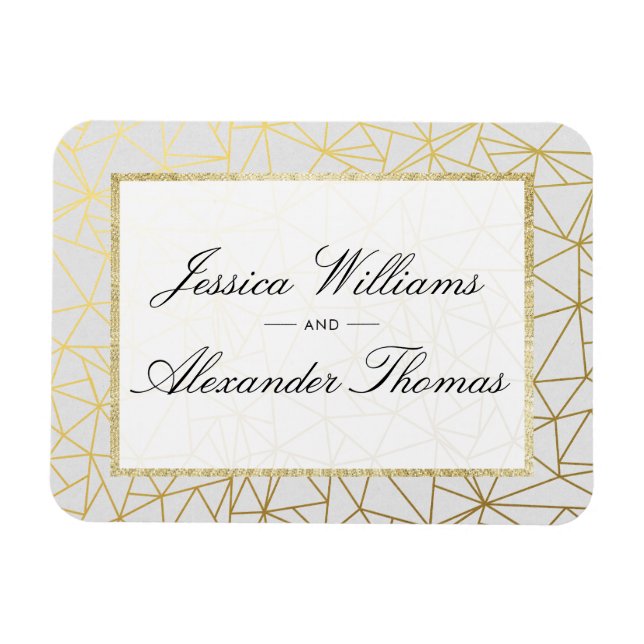 Ímã Casamento Clássico Dourado e Branco (Horizontal)