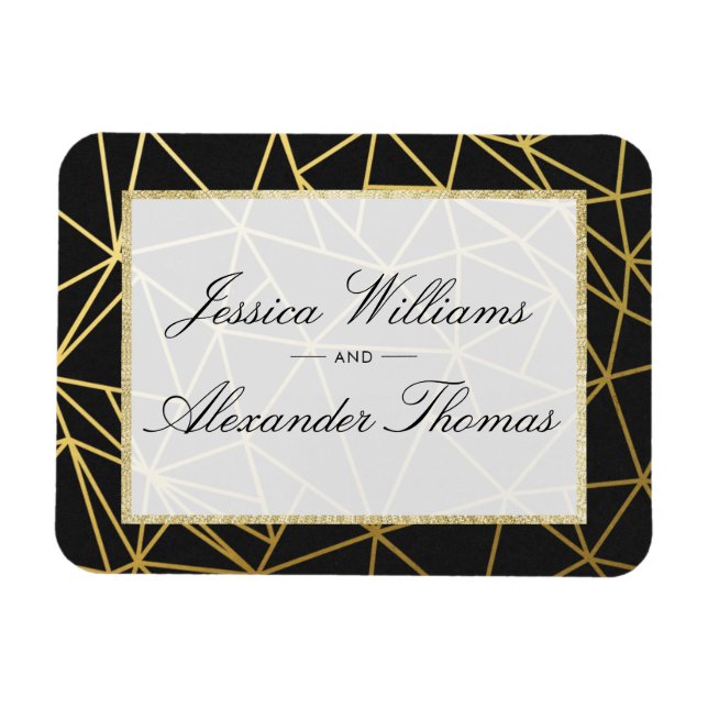 Ímã Casamento Clássico Dourado e Preto (Horizontal)