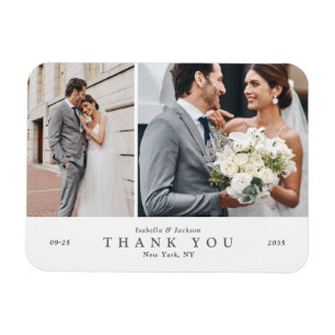 Ímã Casamento Colagem de Duas Fotos Minimalista Modern
