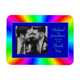 Ímã Casamento Colorido Bright Rainbow Obrigado