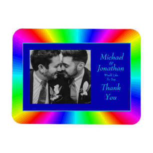 Ímã Casamento Colorido Bright Rainbow Obrigado