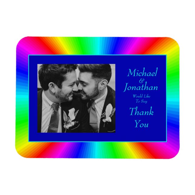 Ímã Casamento Colorido Bright Rainbow Obrigado (Horizontal)