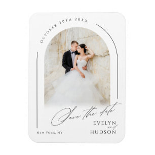 Ímã Casamento com Arco de Foto Minimalista com Letra M