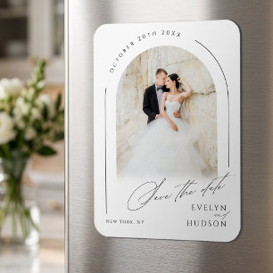 Ímã Casamento com Arco de Foto Minimalista com Letra M