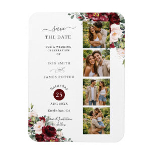 Ímã Casamento com Cabine de Fotos Floral Burgundy Blus