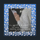 Imã Casamento com Corações de Diamante Silver Glitter<br><div class="desc">Arte Deco Casamento Diamante Conselho Negro e Espuma Branca</div>