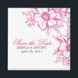 Imã Casamento com Estilo Letterpress Rosa<br><div class="desc">Casamento Elegante Salve os anúncios de data.</div>