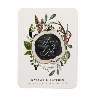 Ímã Casamento com fatia de madeira russa salvar a data