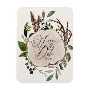 Ímã Casamento com fatia de madeira russa salvar a data