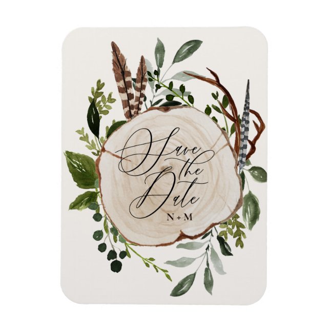 Ímã Casamento com fatia de madeira russa salvar a data (Vertical)