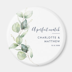 Imã Casamento com Folhas de Eucalipto em Aquarela e Le