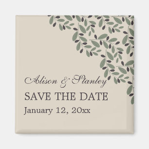 Imã Casamento com garland do ramo oliva Salve a Data